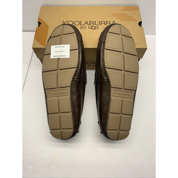 Koolaburra By Ugg Tipton Smooth Leather Dark Brown Faux Fur Men Slipper SZ 9 NEW - Picture 4 of 10